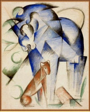 Репродукция картины "horse and dog" художника "марк франц"