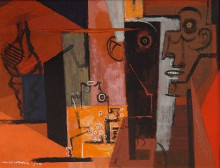 Картина "composition au visage et au coquillage" художника "маркусси луи"