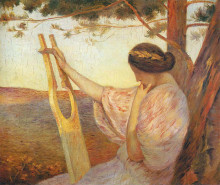Копия картины "lady with lyre by pine trees" художника "мартен анри"
