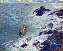 Репродукция картины "boat near cliffs" художника "мартен анри"
