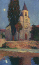 Копия картины "church by the river" художника "мартен анри"