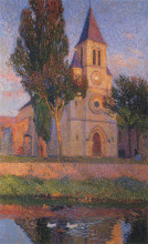 Репродукция картины "church in labastide" художника "мартен анри"