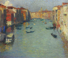 Репродукция картины "gondolas on the grand canal in venice" художника "мартен анри"