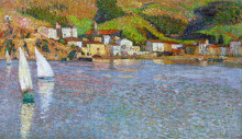 Картина "the village in port of collioure" художника "мартен анри"