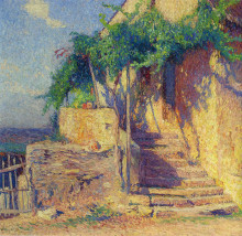 Копия картины "house with vine and staircase" художника "мартен анри"