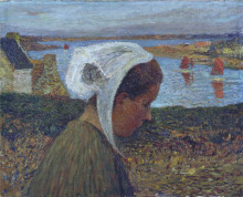 Копия картины "young breton at the seaside" художника "мартен анри"