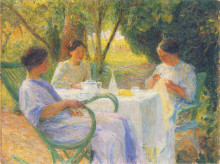 Копия картины "young women in garden in marquayrol" художника "мартен анри"
