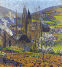 Копия картины "labastide in spring behind the presbytere" художника "мартен анри"