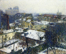 Репродукция картины "the roofs of paris in the snow, the view from the artist&#39;s studio" художника "мартен анри"
