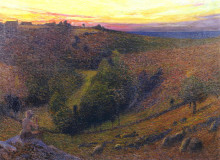 Копия картины "playing pipes to the setting sun" художника "мартен анри"