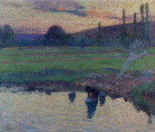 Репродукция картины "lavandiere on the pond bank" художника "мартен анри"
