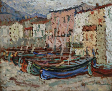 Копия картины "the fishing boats on the strike in collioure" художника "мартен анри"
