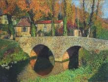 Репродукция картины "the bridge in labastide du vert" художника "мартен анри"