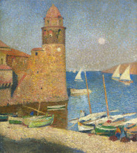 Картина "the tower of collioure in moonrise" художника "мартен анри"