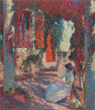 Картина "mother and child in the garden" художника "мартен анри"