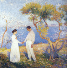 Картина "landscape with couple" художника "мартен анри"