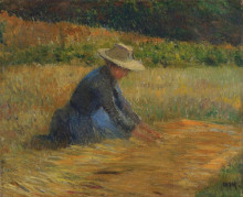Репродукция картины "peasant woman in the fields" художника "мартен анри"