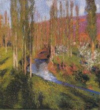 Картина "poplars on the edge of vert" художника "мартен анри"