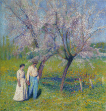 Репродукция картины "brides walk under the apple trees" художника "мартен анри"