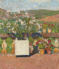 Копия картины "roses and geraniums on the terrace at marquayrol" художника "мартен анри"