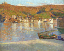 Копия картины "sailboats in the port" художника "мартен анри"