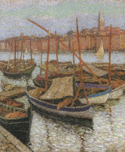 Репродукция картины "sailboats in the port" художника "мартен анри"
