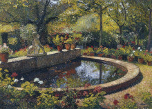 Репродукция картины "fountain in my garden" художника "мартен анри"