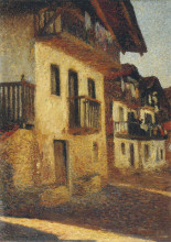 Копия картины "street in the village" художника "мартен анри"
