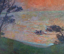 Копия картины "sunset at sea" художника "мартен анри"