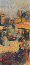 Репродукция картины "woman sitting in a port" художника "мартен анри"