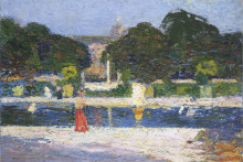 Репродукция картины "fountain in the garden at luxembourg" художника "мартен анри"