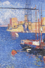 Копия картины "the port of marseilles transhipping" художника "мартен анри"