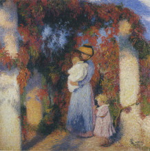 Картина "mother and child in pergola at marquayrol" художника "мартен анри"