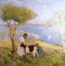 Картина "landscape with the goat" художника "мартен анри"