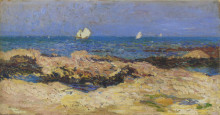 Копия картины "sailboats near the coast" художника "мартен анри"