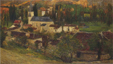 Копия картины "the village among the trees" художника "мартен анри"