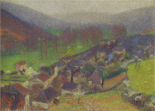 Репродукция картины "view of the labastide du vert below to marquayrol" художника "мартен анри"