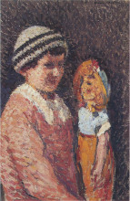 Картина "young girl with doll" художника "мартен анри"