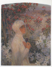 Картина "young woman with flowers" художника "мартен анри"