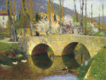 Картина "the bridge at labastide du vert in spring" художника "мартен анри"