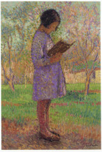 Репродукция картины "young girl reading" художника "мартен анри"