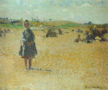 Картина "young girl in the fields" художника "мартен анри"