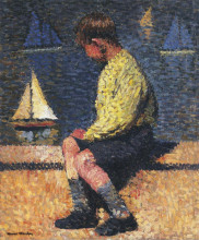 Репродукция картины "a boy with sailboats" художника "мартен анри"