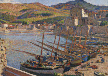 Репродукция картины "boats at collioure" художника "мартен анри"