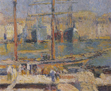 Копия картины "boats in the port of marseille" художника "мартен анри"