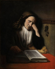 Картина "an old woman dozing over a book" художника "мас николас"