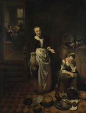 Картина "interior with a sleeping maid - the idle servan" художника "мас николас"