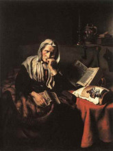 Репродукция картины "old woman dozing" художника "мас николас"