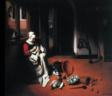 Копия картины "woman plucking a duck" художника "мас николас"