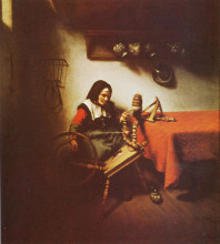 Репродукция картины "woman spinning" художника "мас николас"